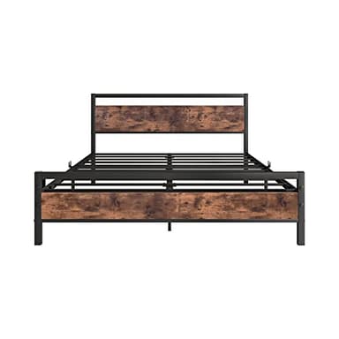 BOFENG Black Queen Size Bed Frames with Wood Headboard,Heavy Duty Platform Bed Frame with Storage No Box Spring Needed,Mattress Foundation,Strong Steel Slats,Noise Free,Brown - Image 8