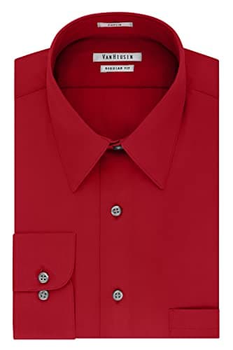 Van Heusen Men's Dress Shirt Regular Fit Poplin Solid, Flame, 17.5" Neck 34"-35" Sleeve - Image 3