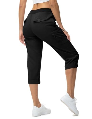 TBMPOY Womens Cargo Capris with Pockets Lightweight Hiking Capris Pants Quick Dry Casual Cropped Pants Summer Trip Cotton Black XL - Image 6