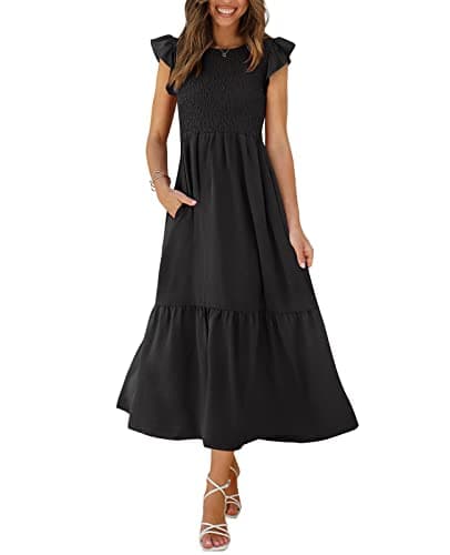 OFEEFAN Casual Dress Black Maxi Dress Funeral Dress for Women Plus Size XXL - Image 1