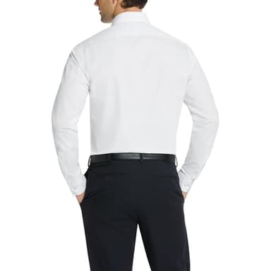 Van Heusen Men's Dress Shirt Fitted Poplin Solid, White, 17.5" Neck 34"-35" Sleeve - Image 2