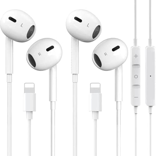 YouthCity 2 Packs Wired Headphones for iPhone Earbuds with Built-in Mic & Volume Control HiFi Stereo Nosie Reduction Earphones Compatible with iPhone 14/13/12/11/XR/XS/X/8/7/SE Support All iOS System - Image 1