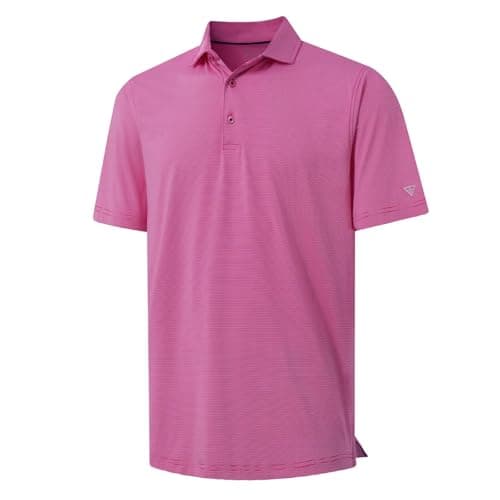 MAELREG Men’s Polo Shirts Short Sleeve Quick Dry Performance Lightweight Pinstriped Collared Polo Shirt for Men - Image 1