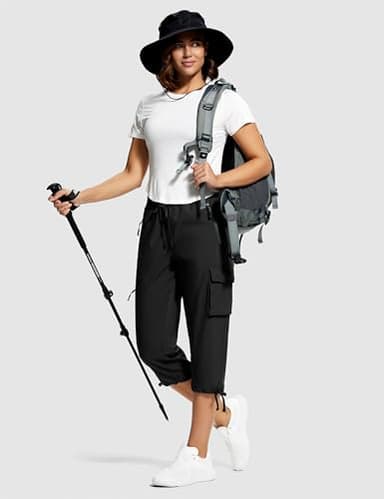 ISEEGZ Hiking Capris for Women with Pockets Lightweight Quick Dry Cargo Capri Travel Pants Women Casual Women's Capris - Image 4