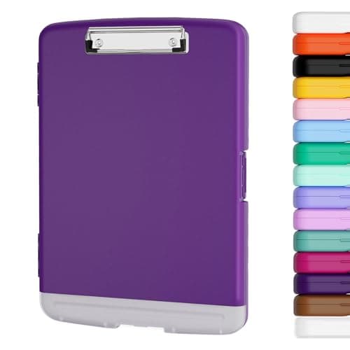 Piasoenc Clipboard with Storage, 8.5 x 11 Organization Box with Pen Holder and A4 Legal Paper Folder, Folio & Side-Opening, Low Profile Clip,for Nurses,Teachers, Size 14 x 9.6 x 1.2 in, Deep Purple - Image 1