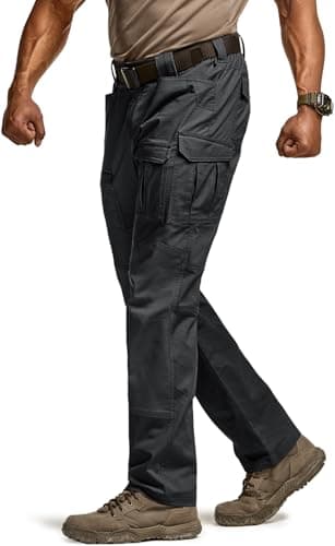 CQR Men's Flex Ripstop Tactical Pants, Water Resistant Stretch Cargo Pants, Lightweight EDC Hiking Work Pants, Breacher Black, 40W/34L - Image 9