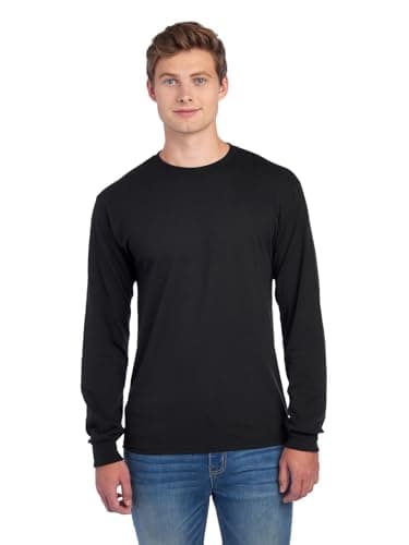 Jerzees Men's Dri-Power Cotton Blend Long Sleeve Tees, Moisture Wicking, Odor Protection, UPF 30+, Sizes S-3X, Black, Large - Image 1
