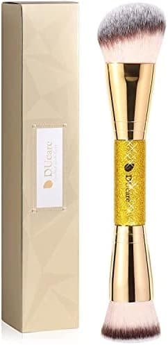 DUcare Foundation Brush Contour Bronzer Makeup Brush Double Ended Self Tanner Brush Sculpting Brush for Blending Liquid Powder Concealer Cream Cosmetics Blush Buffe - Image 3