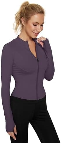 LUYAA Women's Workout Jacket Lightweight Zip Up Yoga Jacket Cropped Athletic Slim Fit Tops - Image 4