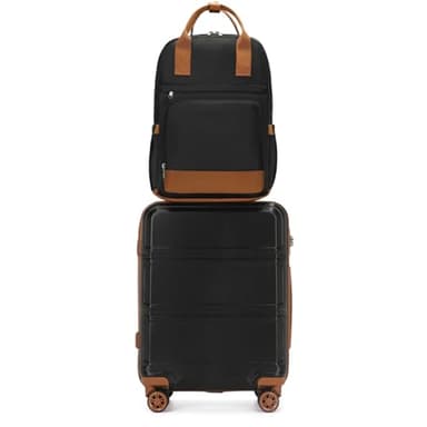 Kono Luggage Set 3 Piece Carry On Hardside Luggage with TSA Lock Spinner Wheels Carry On Suitcase Apricot Black - Image 7