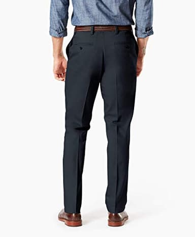 Dockers Men's Straight Fit Signature Lux Cotton Stretch Khaki Pant-Creased, Charcoal Heather, 36W x 29L - Image 4