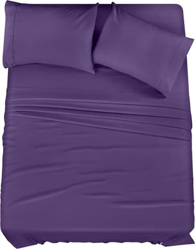 Utopia Bedding Full Bed Sheets Set - 4 Piece Bedding - Brushed Microfiber - Shrinkage and Fade Resistant - Easy Care (Full, Egg Plant) - Image 1