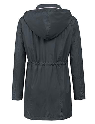 LOMON Raincoat Women Waterproof Long Hooded Trench Coats Lined Windbreaker Travel Jacket Deep Gray L - Image 3