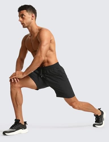 CRZ YOGA Men's Linerless Workout Shorts - 7'' Quick Dry for Running Sports Athletic Gym with Pockets Black Medium - Image 4