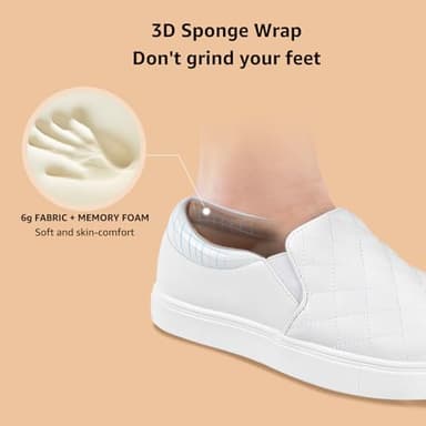 STQ Women's Fashion Sneakers Casual Slip On Shoes Comfort Nursing Shoes for Ladies White 9 - Image 3