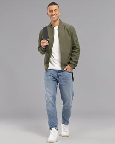 BGOWATU Men's Bomber Jacket Lightweight Windbreaker Jacket for Men Casual Fall Zip Up Coat Army Green 3X - Image 8