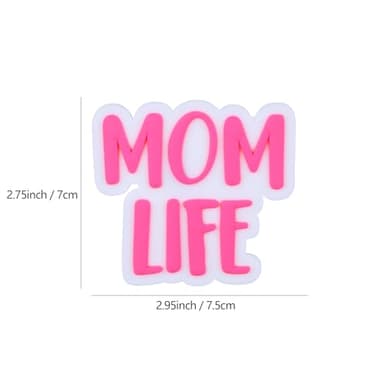 Vagocom MOM LIFE Charm Accessory for Bogg Bag,Insert Pink Letter Decoration Attachment for Rubber Beach Tote and Bag - Image 2