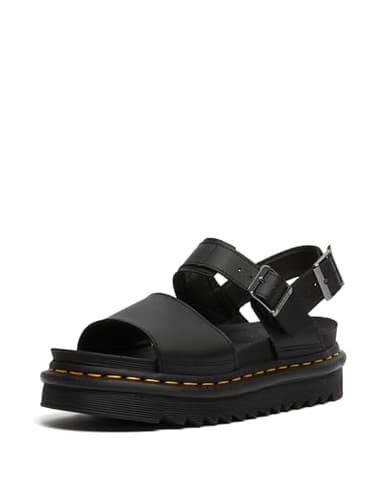 Dr. Martens Women's Voss Ankle Strap Sandal, Black Hydro Leather, 8 - Image 1
