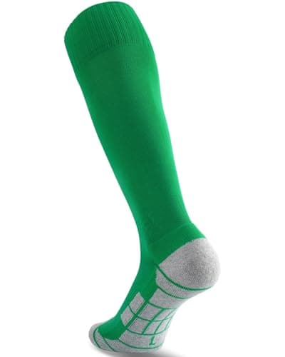 CWVLC Boys Girls Soccer Socks 1 Pairs, Baseball Football Sport, Softball Team Athletic Socks, Knee High Long Tube Cotton Arch Ankle Compression Socks, Green, X-Small - Image 1