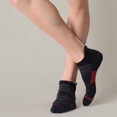 FITRELL 6 Pack Men's Ankle Running Socks Low Cut Cushioned No Show Athletic Sports, Shoe Size 9-12, Black+Red - Image 10