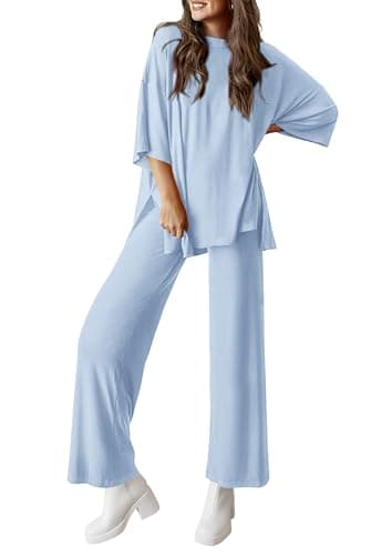 PRETTYGARDEN Two Piece Sets For Women Summer Fashion Lounge Matching Set 2025 Travel Vacation Airport Outfits Clothing (Light Blue,X-Small) - Image 1
