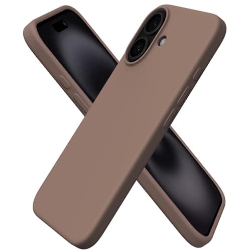 ORNARTO Compatible with iPhone 16 Case 6.1", Slim Liquid Silicone 3 Layers Full Covered Soft Gel Rubber Shockproof Phone Case, Protective Cover with Anti-Scratch Microfiber Lining-Light Brown - Image 1