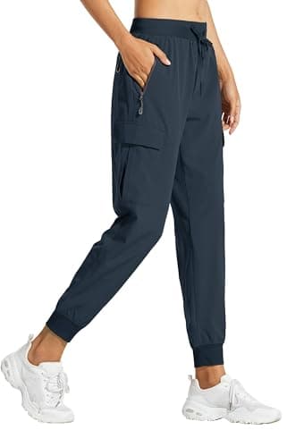 Libin Women's Cargo Joggers Lightweight Quick Dry Hiking Pants Athletic Lounge Casual Travel, Navy L - Image 1