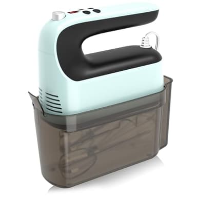 Yomelo 9-Speed Digital Hand Mixer Electric, 400W Powerful DC Motor, Baking Mixer Handheld with Snap-On Storage Case, Touch Button, Turbo Boost, Dough Hooks, Whisk (Ice Blue) - Image 2