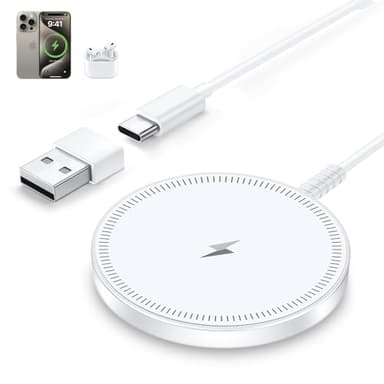 MagSafe Charger Magnetic Wireless iPhone Charge Compatible with iPhone 17 Pro Max Air 16 15 14 Pro Max Plus 13 12 Pro Max & AirPods 4 3 2 Pro - Charging Pad Dock for Travel Home Office - Image 1