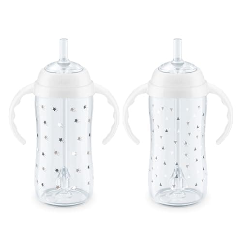 NUK Learner Straw Cup, 10oz, 2-Pack - Toddler Sippy Cup with Soft Straw for Easy Drinking, Suitable for Ages 8 Months and Up, Timeless Collection - Image 1