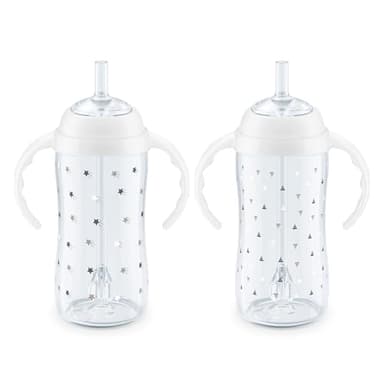 NUK Learner Straw Cup, 10oz, 2-Pack - Toddler Sippy Cup with Soft Straw for Easy Drinking, Suitable for Ages 8 Months and Up, Timeless Collection - Image 1