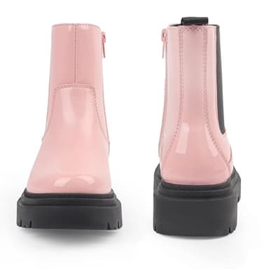 Wulubaba Girls Ankle Boots Side Zipper Lace Up Dress Pink Girls Boots for Toddler/Little Kid/Big Kid,Pink,2 - Image 5