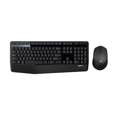 Logitech MK345 Wireless Keyboard and Mouse Combo with Palm Rest, 2.4 GHz USB Receiver, Compatible with PC, Laptop, Black - Image 1