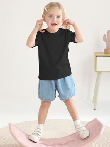 Poroka Baby and Toddler Girls Short Sleeve T-Shirts Cotton Crewneck Shirts Basic Solid Tees Summer Casual Tops, Multipack - Image 6