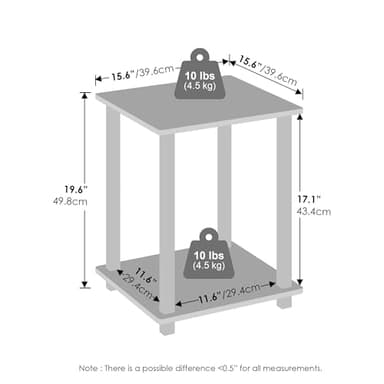 Furinno Turn-N-Tube Book Shelf, 2-Pack Bookshelf, Stackable Bookcase, 15.6 x 15.6 x 19.6, for Home Office, Living Room, Bedroom, French Oak/Grey - Image 3