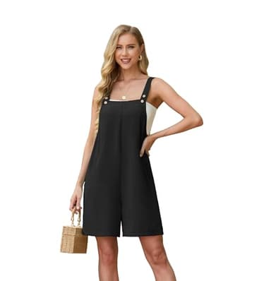 Lepunuo Short Jumpsuits for Women Casual Summer Rompers Sleeveless Adjustable Baggy Overalls with Pockets - Image 2