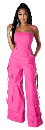 BOKITECAO Womens Cargo Jumpsuit Sexy One Piece Outfit Wide Leg Romper Multi Pockets Overalls - Image 3