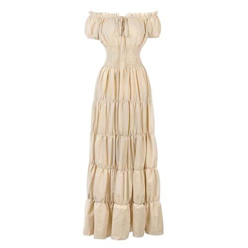 Zhitunemi Renaissance Costume Women Dress: Halloween Costumes Woman 2025 Renaissance Dresses - Halloween Party Theme Events Beige M - Image 1