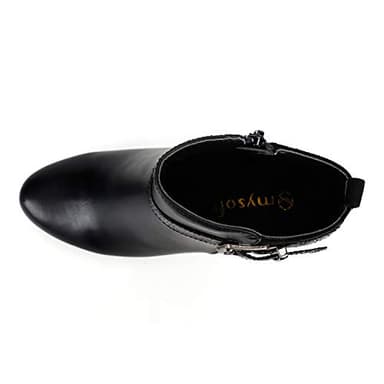 mysoft Women's Zipper Booties Chunky Stacked Heel Ankle Boots Buckle Strap Ankle - Image 7