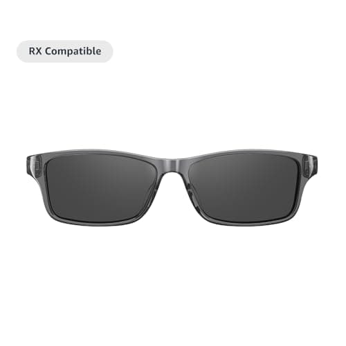 Amazon Echo Frames, an Alexa device (newest model), Smart glasses with Alexa, Modern Rectangle frames in Charcoal Gray with polarized sunglass lenses