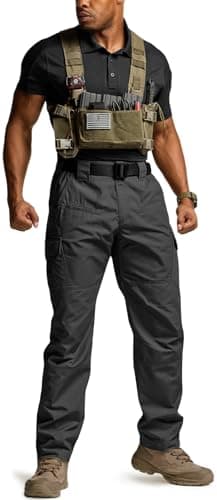 CQR Men's Tactical Pants, Water Resistant Ripstop Cargo Pants, Lightweight EDC Work Hiking Pants, Outdoor Apparel, Raider Black, 32W x 34L - Image 3