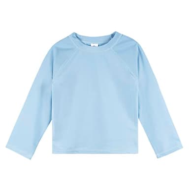 Gerber Unisex Baby Standard Toddler UPF 50+ Long Sleeve Rashguard Swim Shirt, Light Blue, 12 Months - Image 1