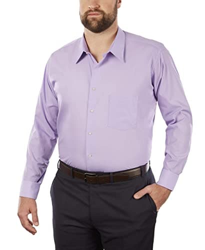 Van Heusen Men's Fit Dress Shirt Poplin Solid (Big and Tall), Lavender, 20" Neck 34"-35" Sleeve - Image 1