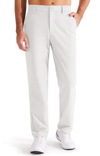 Libin Men's Golf Pants Classic Fit Stretch Work Dress Pants 29" Business Casual Pants Lightweight Trousers Comfy Lounge Office Clothes, White, 40W x 29L - Image 1