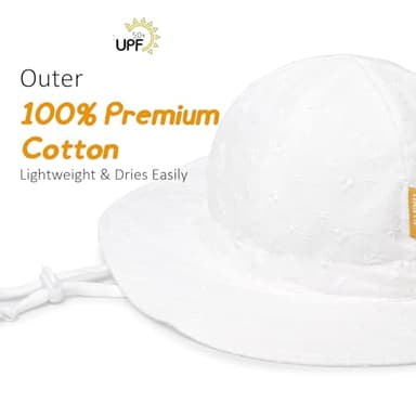 Baby Girl Sun Hat with UPF 50+ Outdoor Adjustable Toddler Beach Hat with Wide Brim Bucket Hats for Kids 0-6 Months - Image 4
