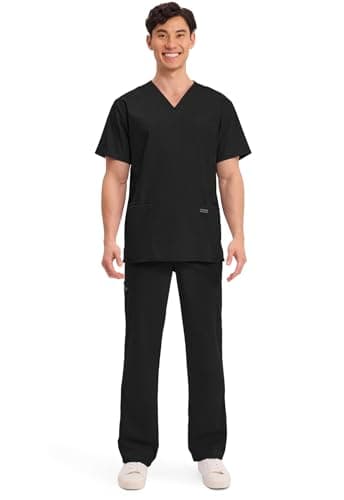 Cherokee Men's V-Neck Top Traditional fit with 4 Pockets, Ultra Soft, Durable, Fade Resistant, 2-Way Stretch Fabric - WW695, M, Black - Image 5