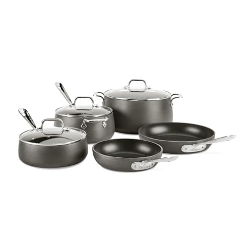 All-Clad HA1 Hard Anodized Nonstick Pots and Pans Set Non Stick Cookware Sets, Oven Broiler Safe 500F, Black - Image 1