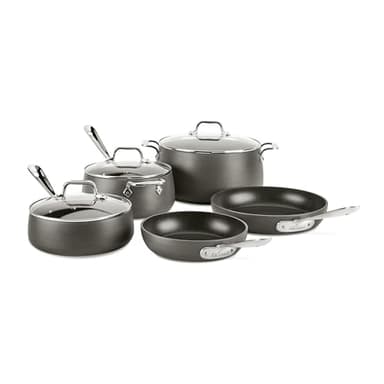 All-Clad HA1 Hard Anodized Nonstick Pots and Pans Set Non Stick Cookware Sets, Oven Broiler Safe 500F, Black - Image 1