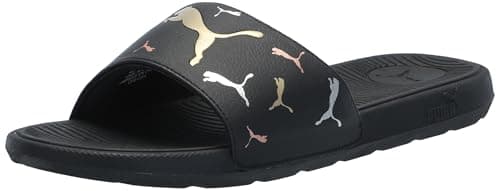 PUMA Women's Cool Cat 2.0 Slide Sandal, TOSS Black-Metallic Gold Silver, 6 - Image 1
