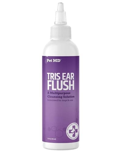 Pet MD Veterinary Tris Flush Cat & Dog Ear Cleaner - and Infection Treatment with Ketoconazole 12 oz - Image 1